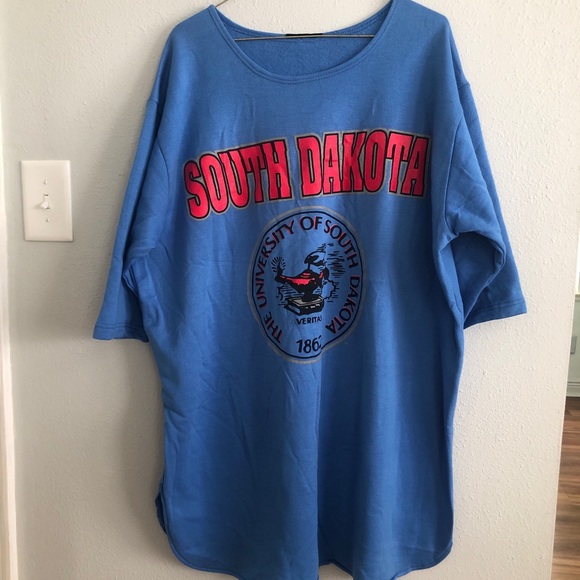 Vintage University of South Dakota Oversized Sweatshirt Tee NWT - Picture 1 of 5